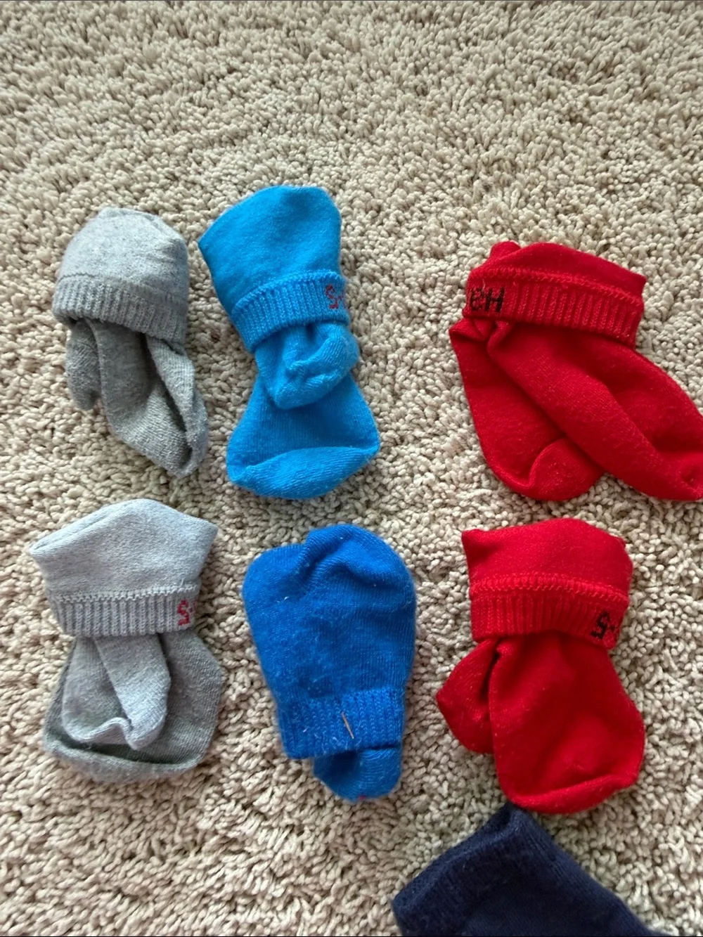 13 pairs - Hanes Toddler Short Crew Socks Pack in Gray, Navy & Red Bright Blue